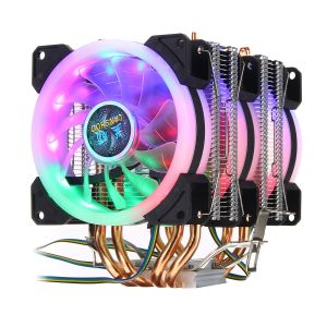 HWMarket - מחשבים, לפטופים, אוזניות במקום אחד קירור אוויר למעבד 4Pin Three Fans 4-Heatpipes Colorful Backlit CPU Cooling Fan Cooler Heatsink For Intel AMD 