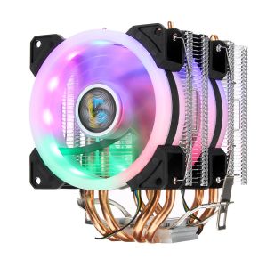 HWMarket - מחשבים, לפטופים, אוזניות במקום אחד קירור אוויר למעבד 4Pin Dual Fans 4-Heatpipes Colorfule Backlit CPU Cooling Fan Cooler Heatsink For Intel AMD