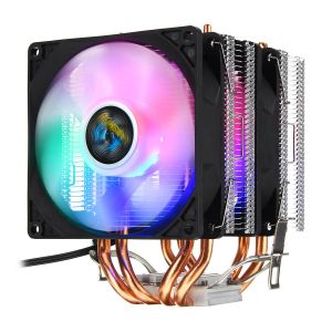 HWMarket - מחשבים, לפטופים, אוזניות במקום אחד קירור אוויר למעבד 3 Pin Double Fans Four Heat Pipes Colorful LED Light CPU Cooling Fan Cooler Heatsink for AMD Intel