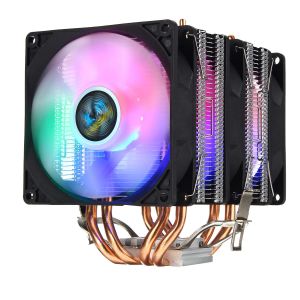 HWMarket - מחשבים, לפטופים, אוזניות במקום אחד קירור אוויר למעבד 3 Pin Triple Fans Four Copper Heat Pipes Colorful LED Light CPU Cooling Fan Cooler Heatsink for Intel AMD