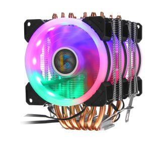 HWMarket - מחשבים, לפטופים, אוזניות במקום אחד קירור אוויר למעבד 3Pin 3 Fans 6 Heatpipes Colorful Backlit CPU Cooling Fan Cooler Heatsink for Intel AMD 