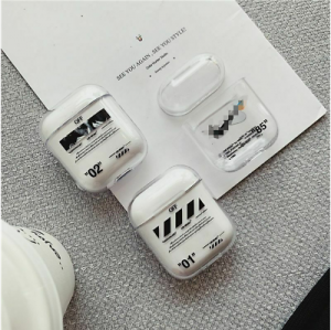    Off-White Hype Luxury Inspired AirPods 1 2 Pro Case Headset Nike "85" Clear