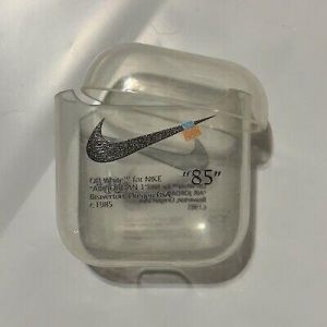    New Off-White X Nike Swoosh AirPods Case Plastic Protective Clear Luxury